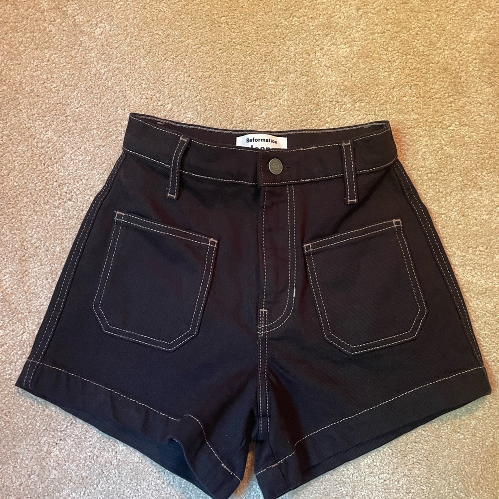 Reformation High Waist Black Shorts